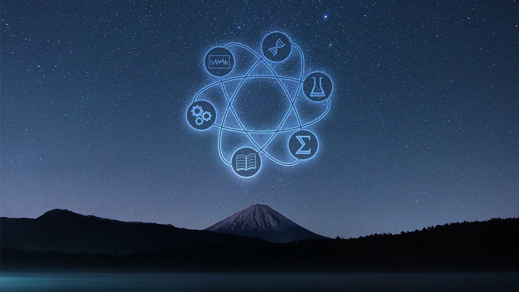 Kreis mit wissenschaftlichen Symbolen