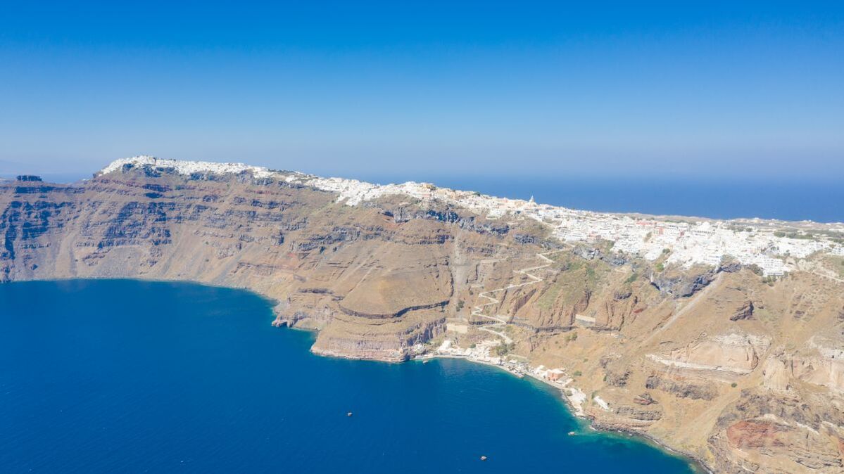 Luftaufnahme von Santorini