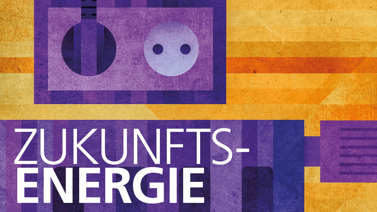 Cover von lookKIT mit der Illustration einer Steckdose und dem Schriftzug "Zukunftsenergie" in lila und orange Tönen.