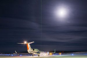 Per Lasersignal misst HALO polare Stratosphärenwolken (Foto: Laila Tkotz, KIT)