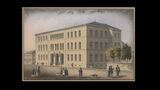 Die Polytechnische Schule um 1840: Das 1836 errichtete, dreistöckige Gebäude von Heinrich Hübsch bildet heute den Westflügel des KIT-Hauptgebäudes an der Kaiserstraße. (Foto: Unbekannt, KIT-Archiv)