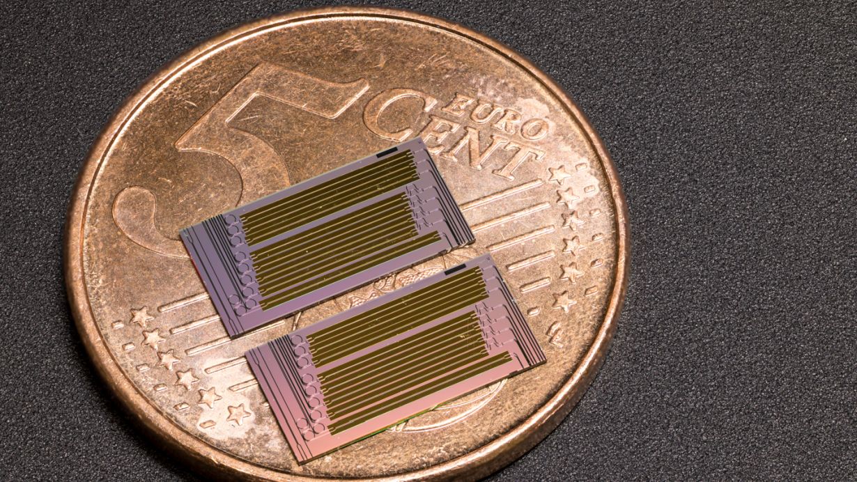 Der kompakte Modulator ermöglicht eine schnelle und energieeffiziente Datenübertragung und lässt sich kostengünstig herstellen. (Foto: Hugo Larocque, EPFL) 